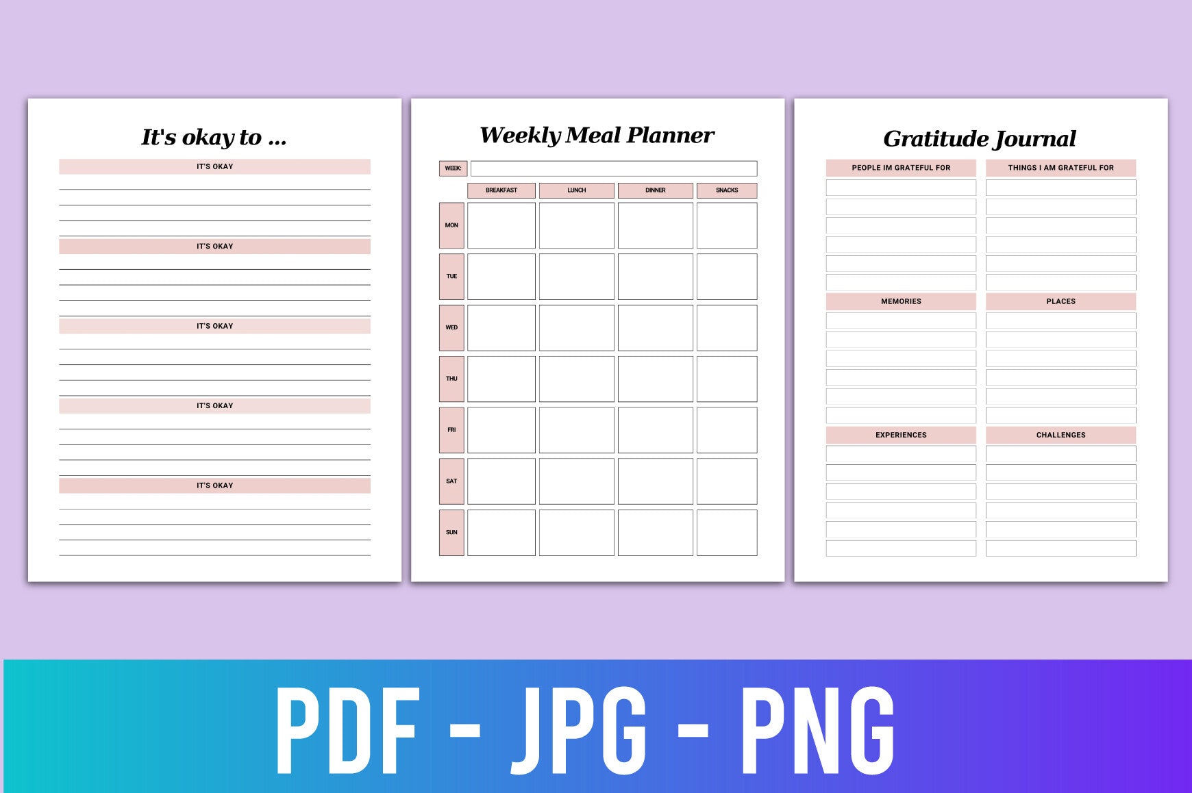 Self Care Planner