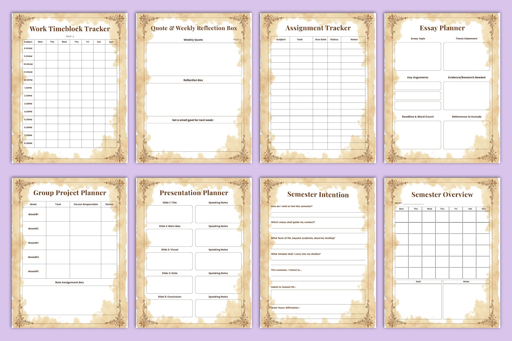 Dark Academia Study Planner