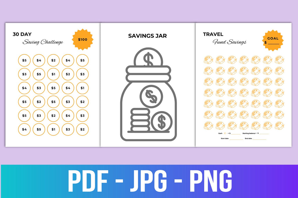 Money Saving Challenge Planner Editable Template