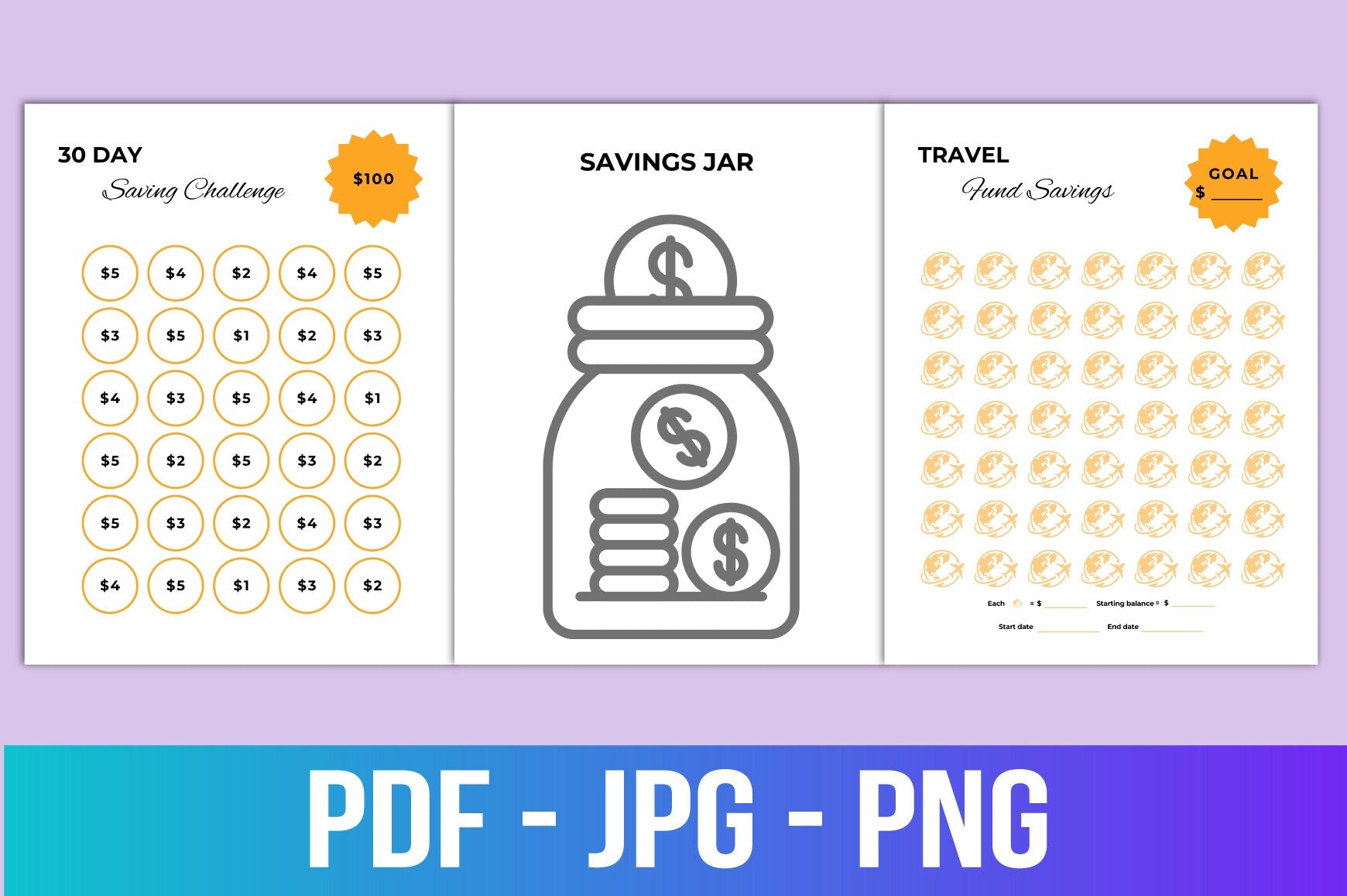 Money Saving Challenge Planner Editable Template