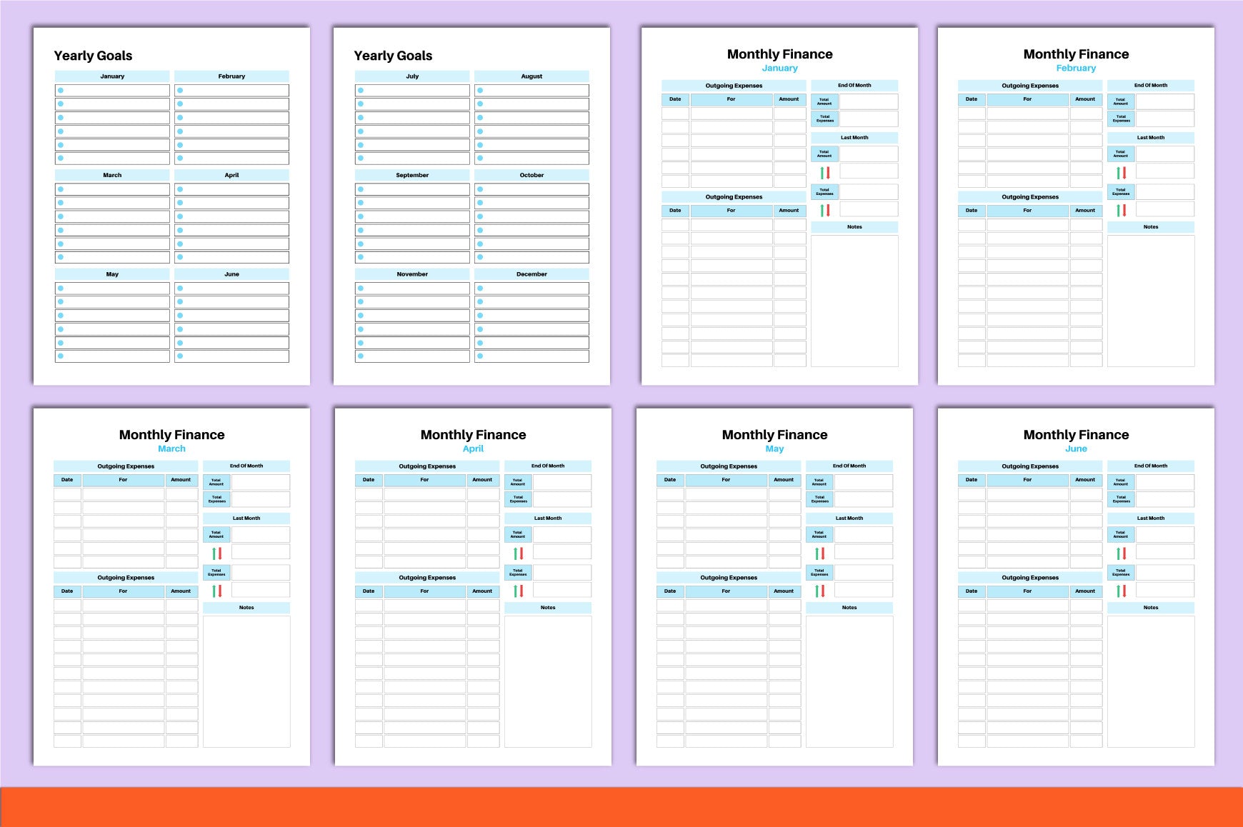 ADHD Printable Planner including goal tracker and habit tracking pages