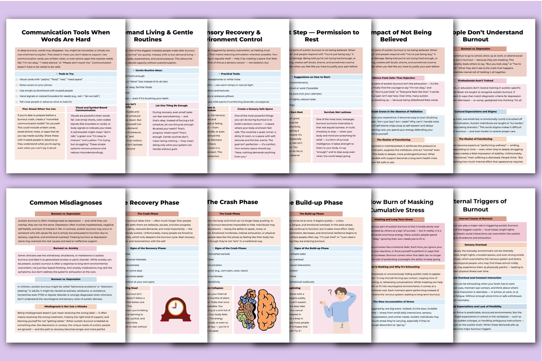 Autistic Burnout Recovery Guide Planner Printable Workbook