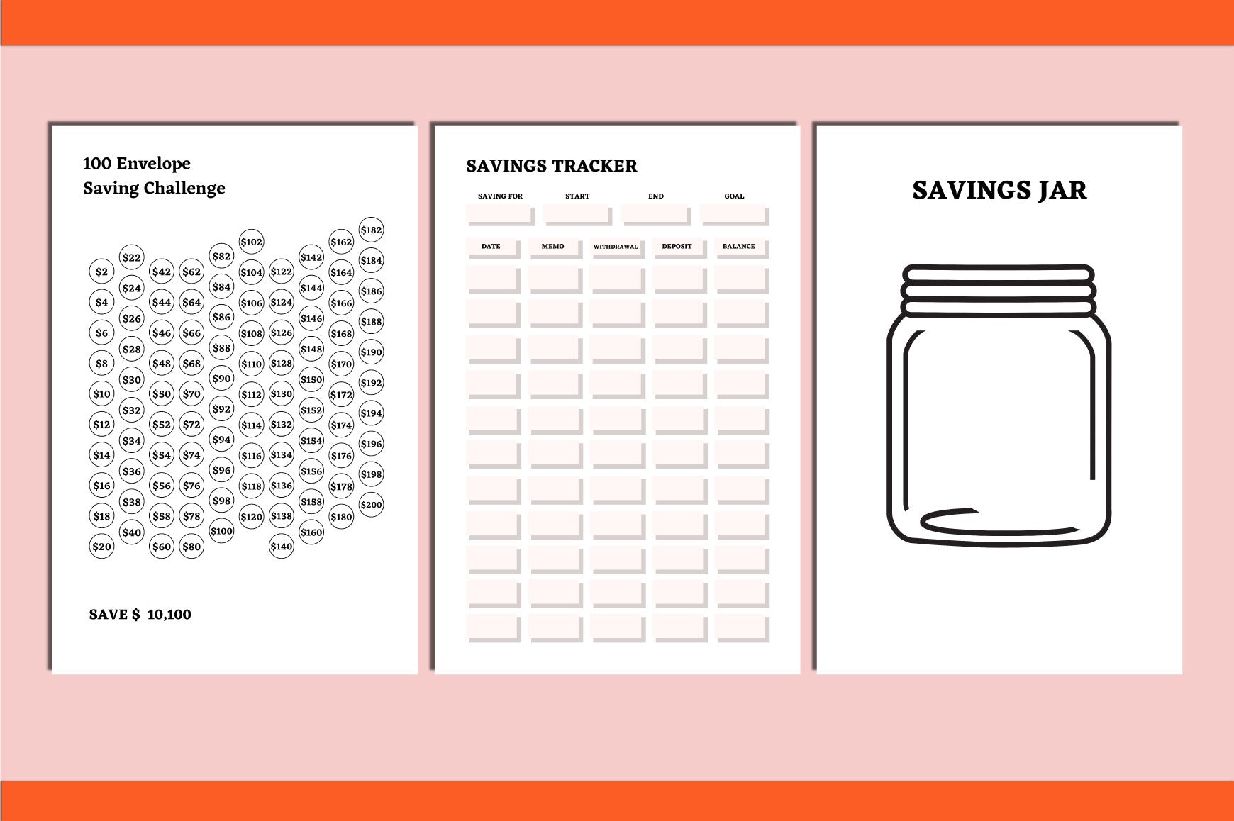 Money Savings Challenges Planner
