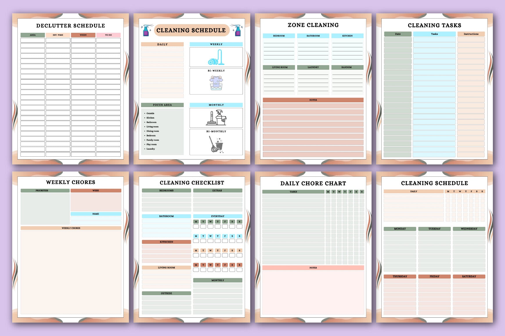 Home Cleaning Schedule Planner