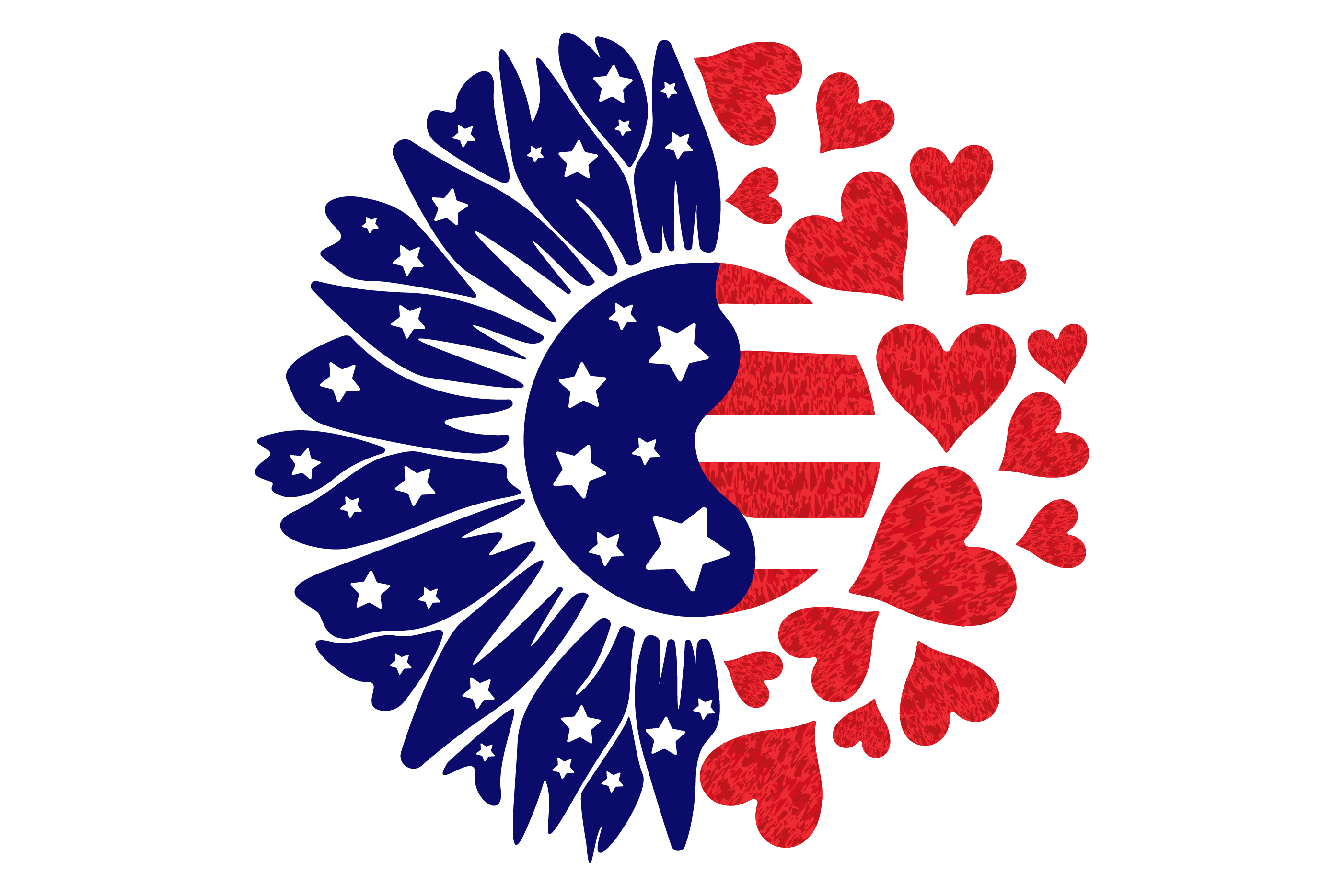 4th of July Sunflower Heart Clipart Bundle