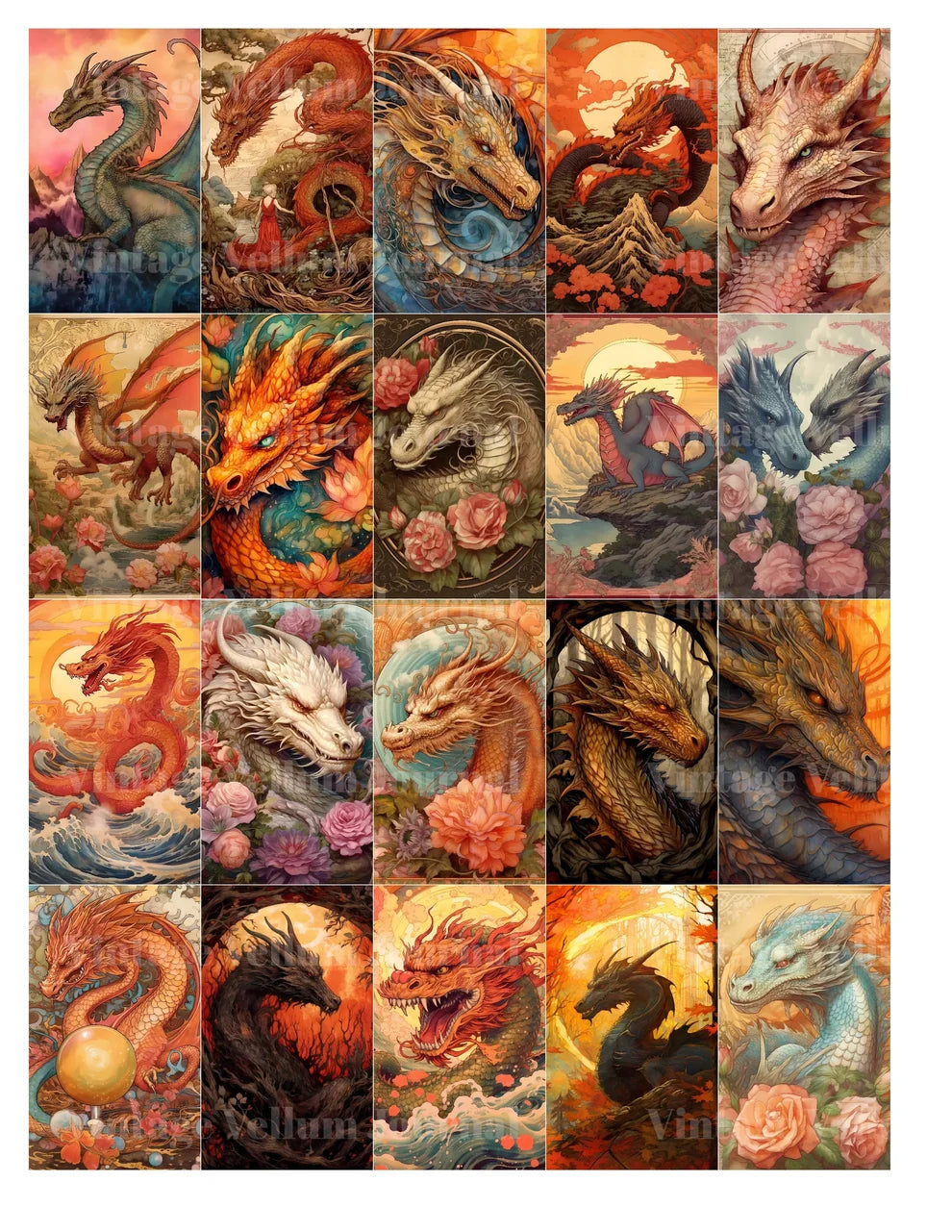 Fire Dragon Junk Journal Pages