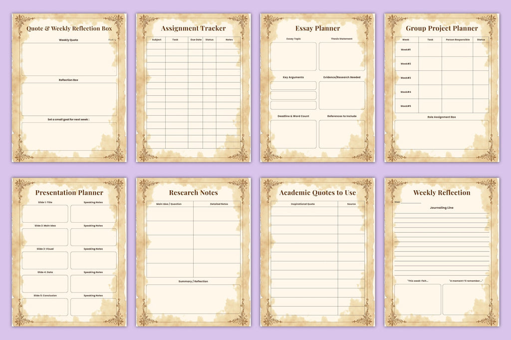 Dark Academia Study Planner