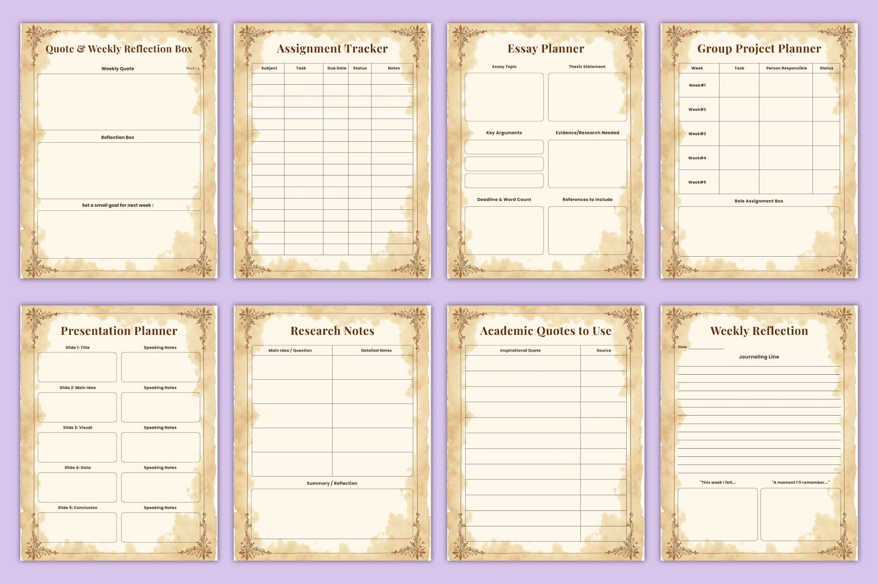 Dark Academia Study Planner