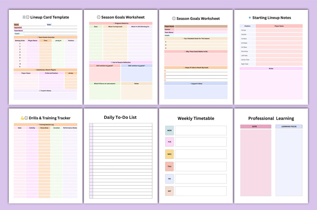 Baseball Planner Template