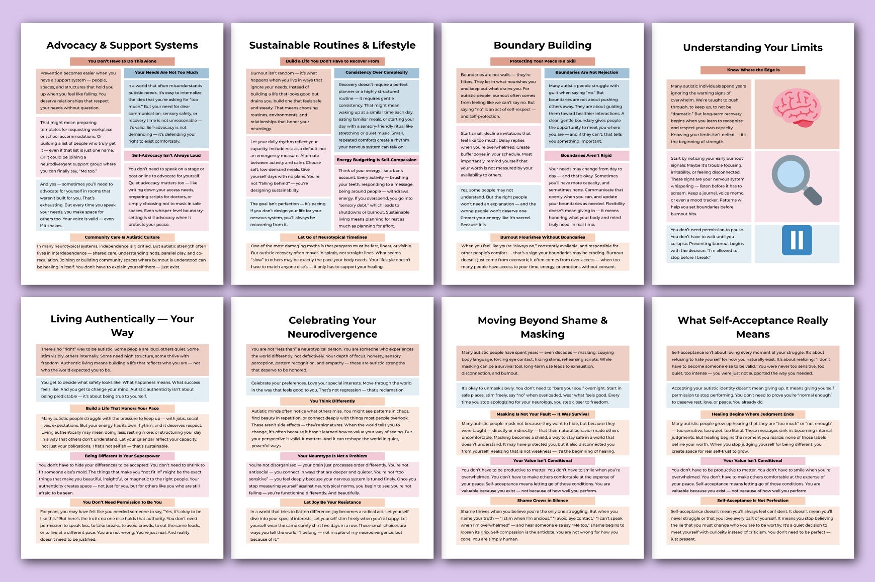 Autistic Burnout Recovery Guide Planner Reflection Pages