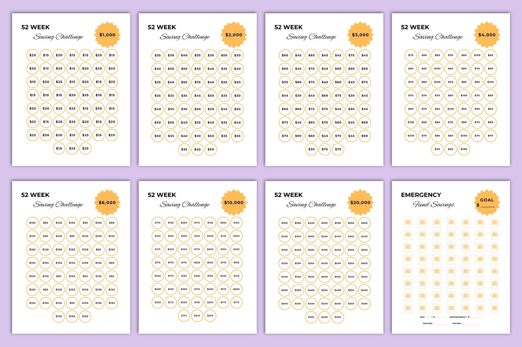 Money Saving Challenge Planner