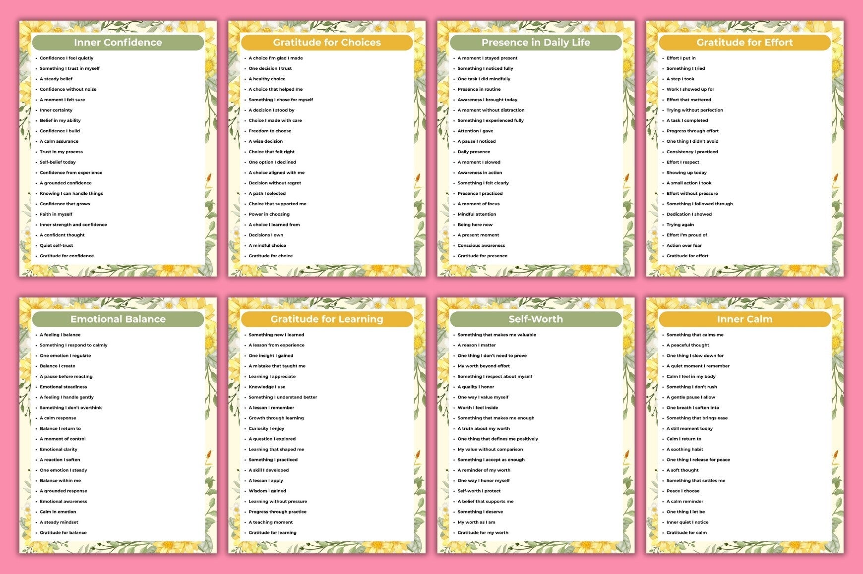 Self-Love Gratitude Prompts