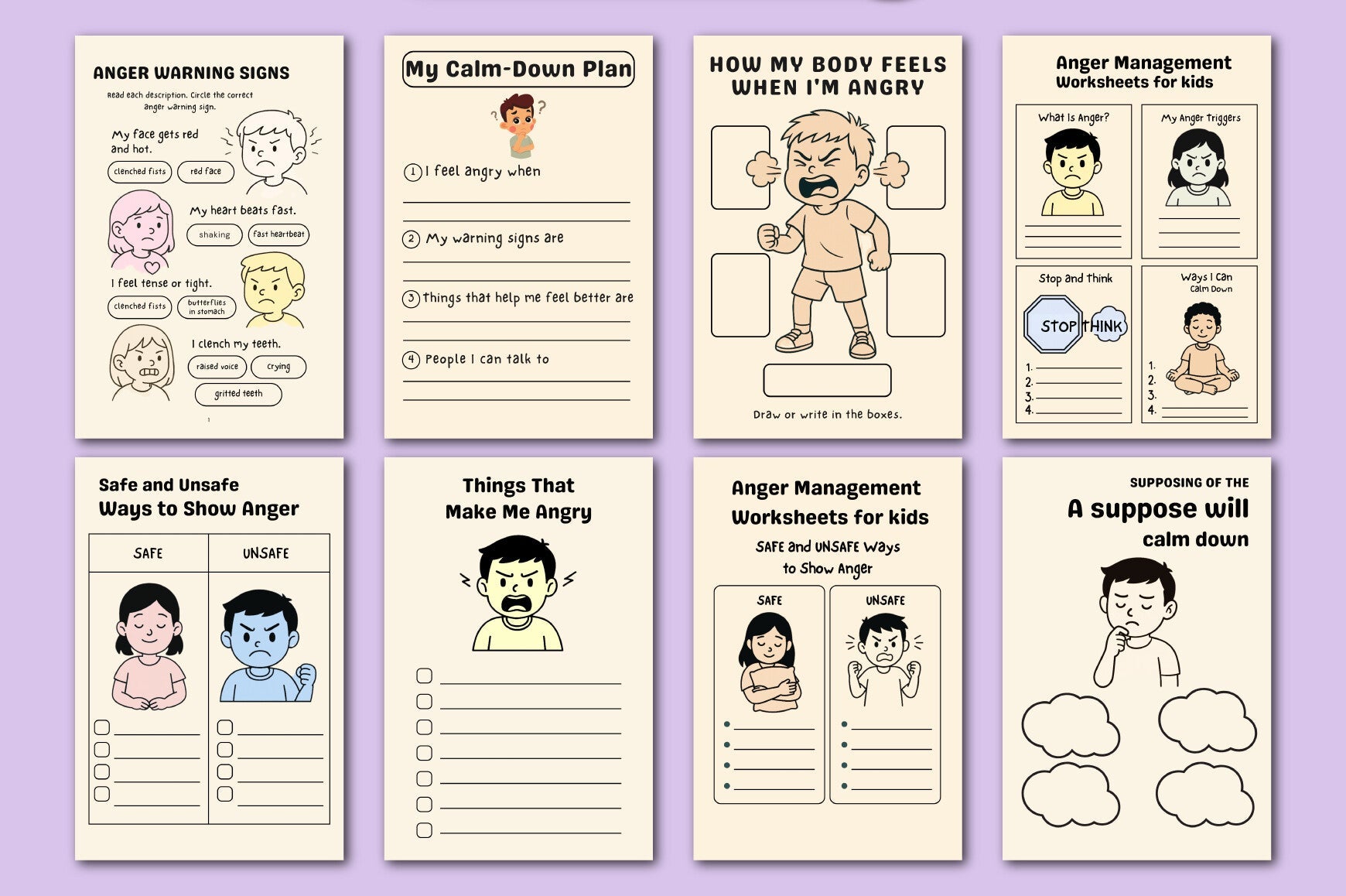Anger Management Worksheets for Kids Planner