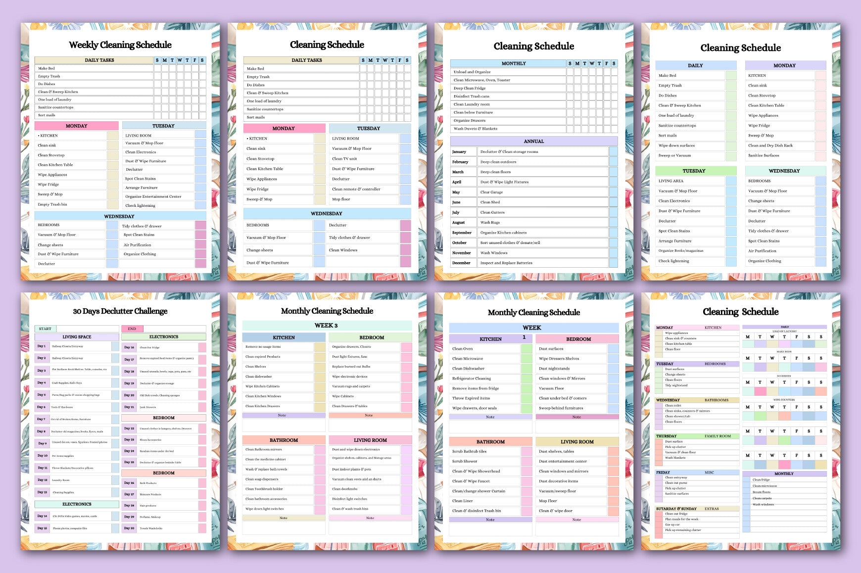 Annual Cleaning Schedule Planner