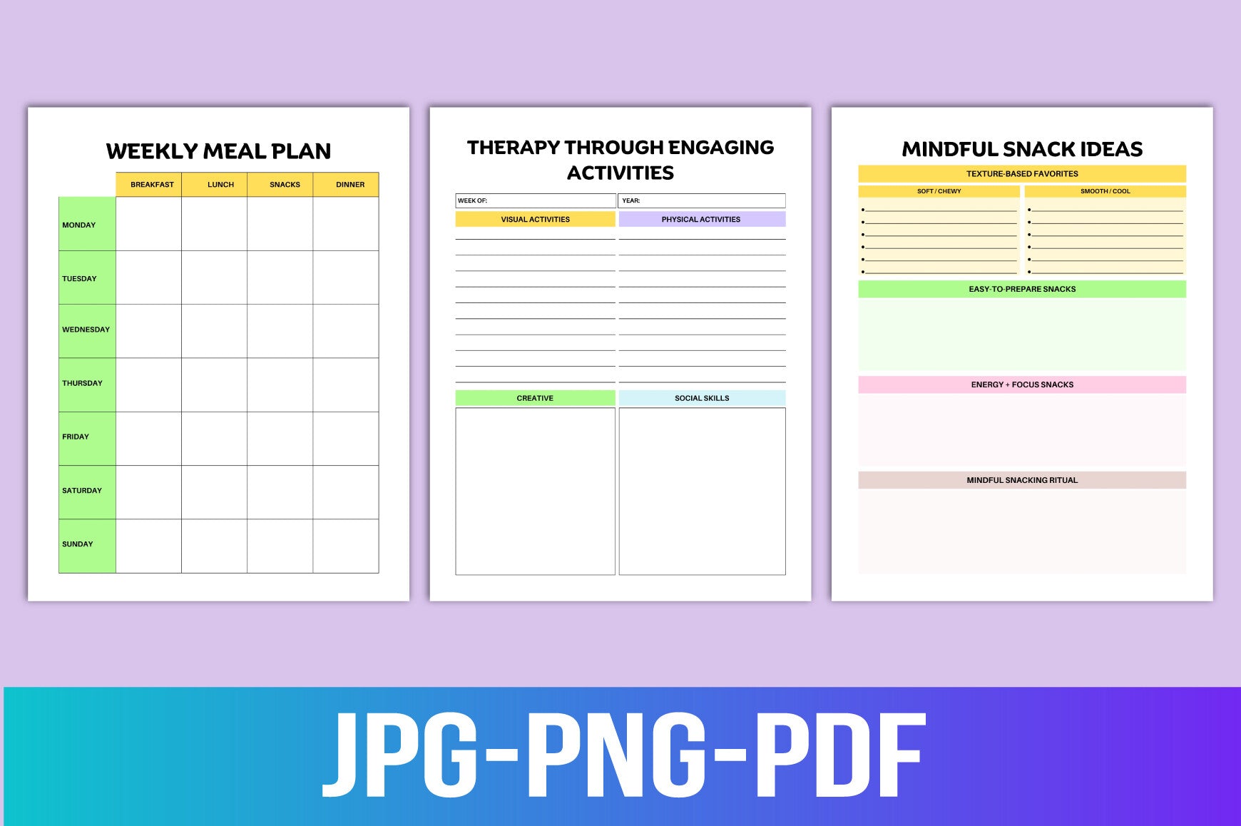 Mindful Autistic Planner Reflection Pages