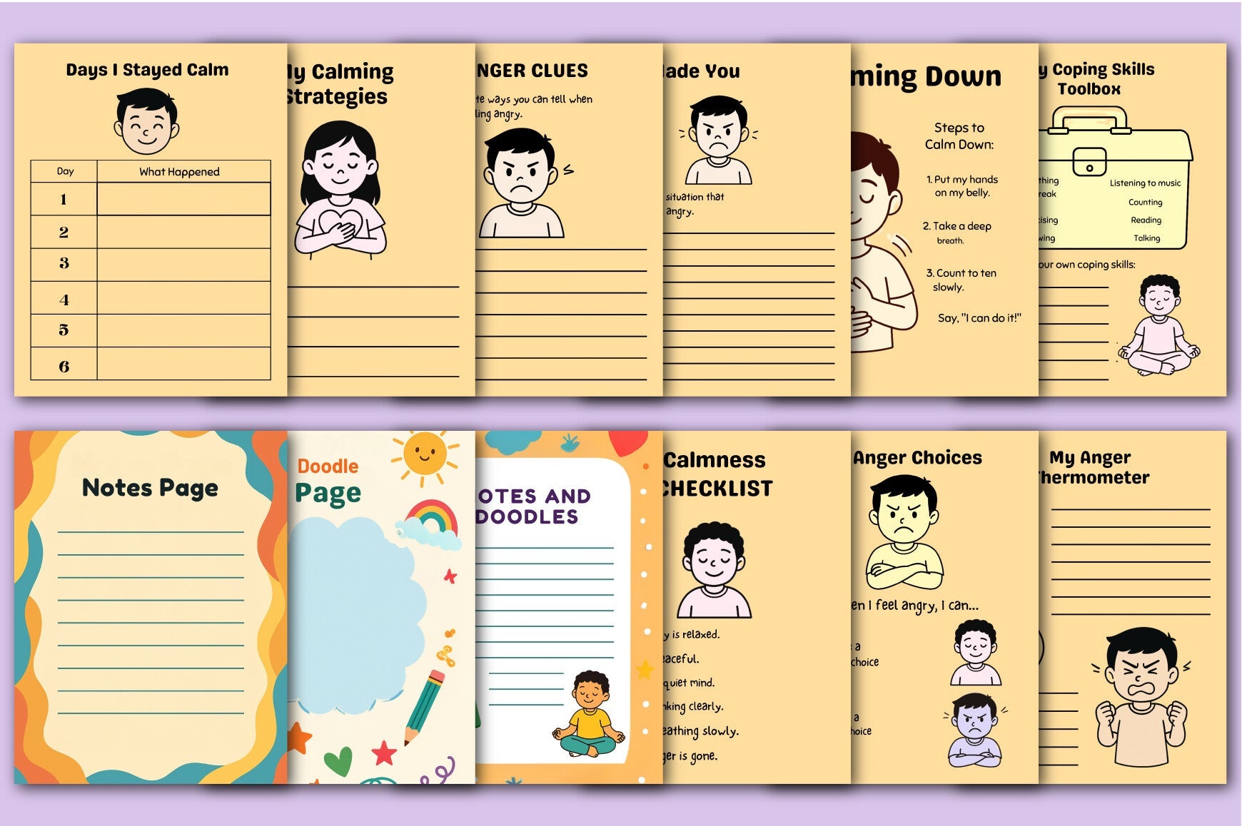 Anger Management Worksheets for Kids Planner