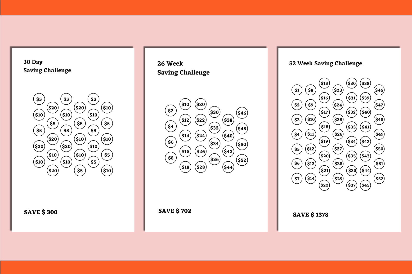 Money Savings Challenges Planner