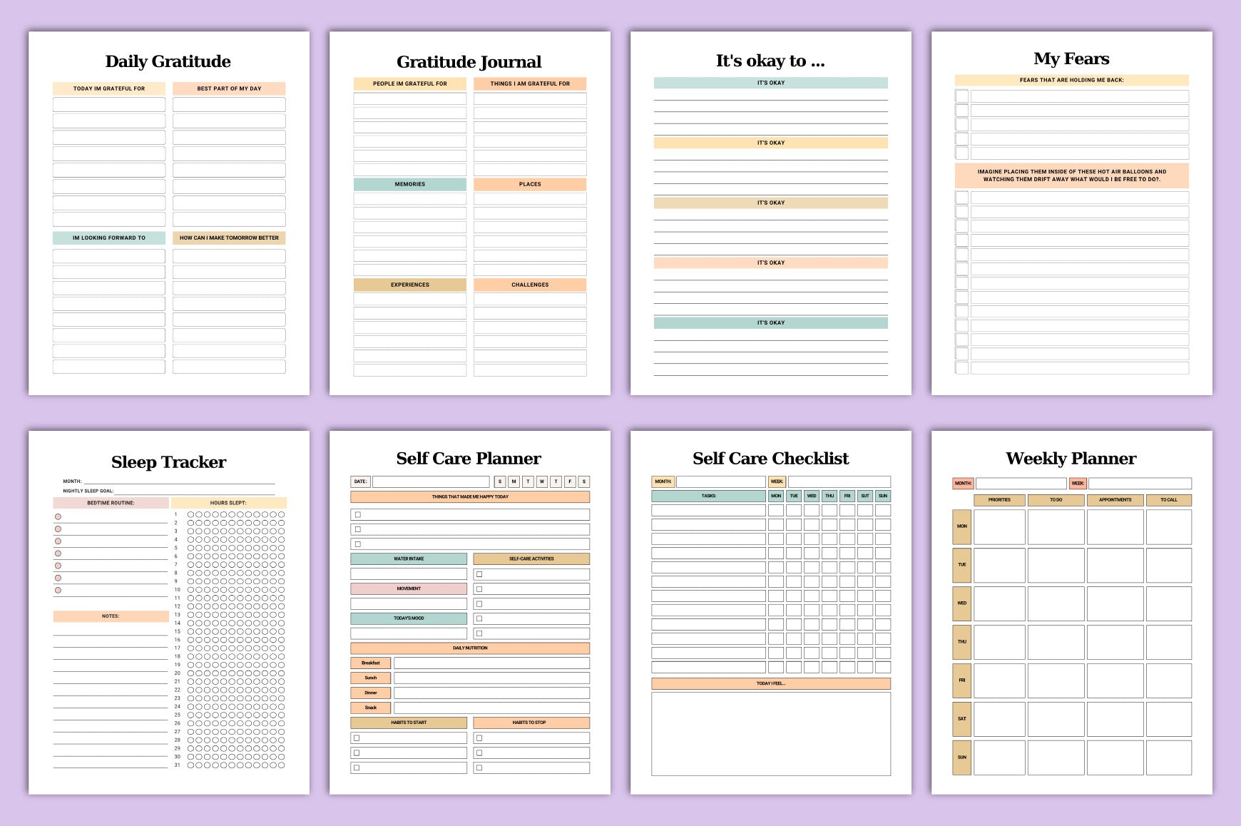 Self Care Planner