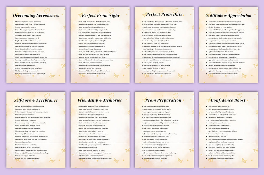 Positive Affirmations for Prom Success Planner