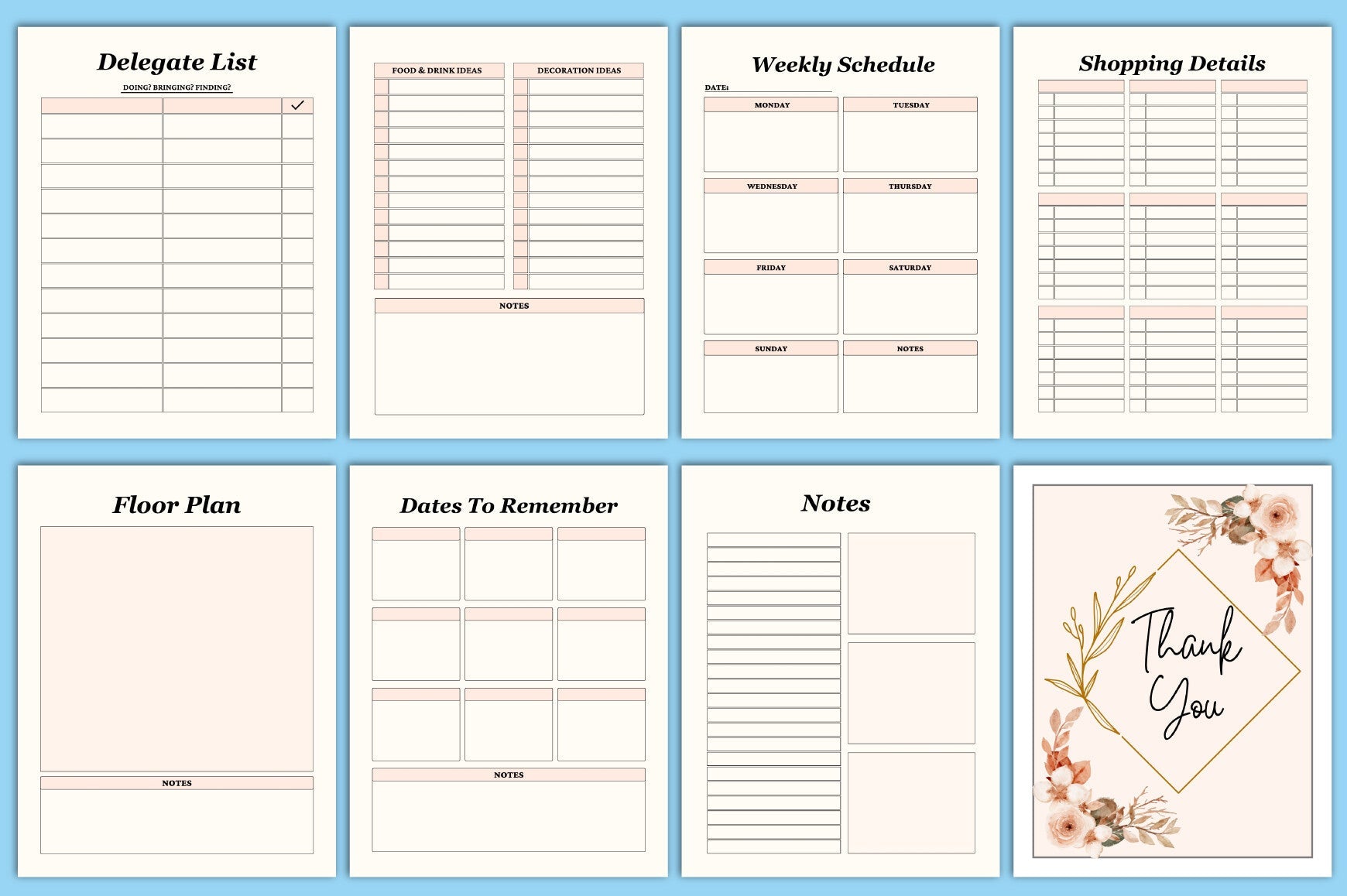 Editable Baby Shower Planner