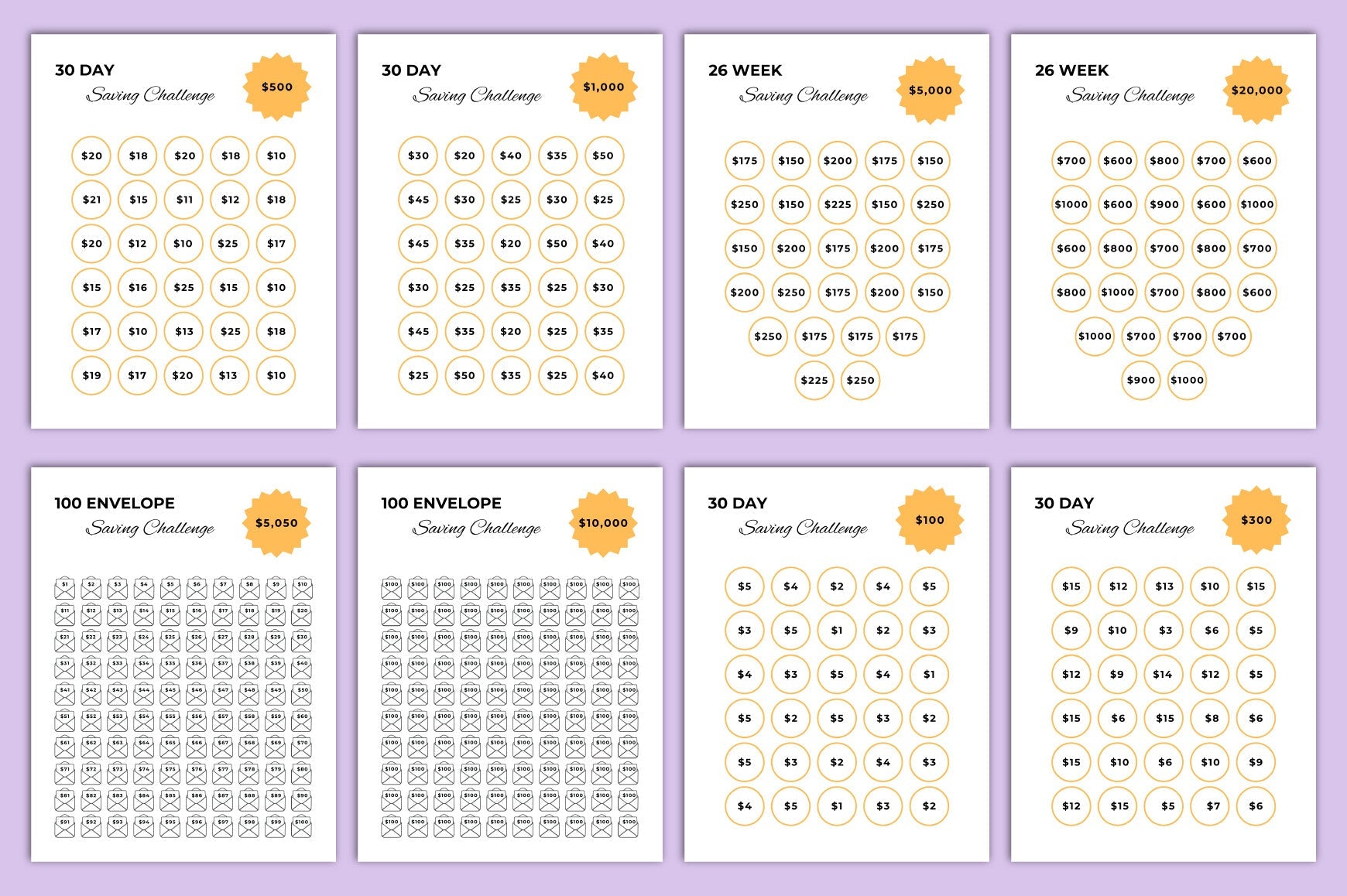 Money Saving Challenge Planner