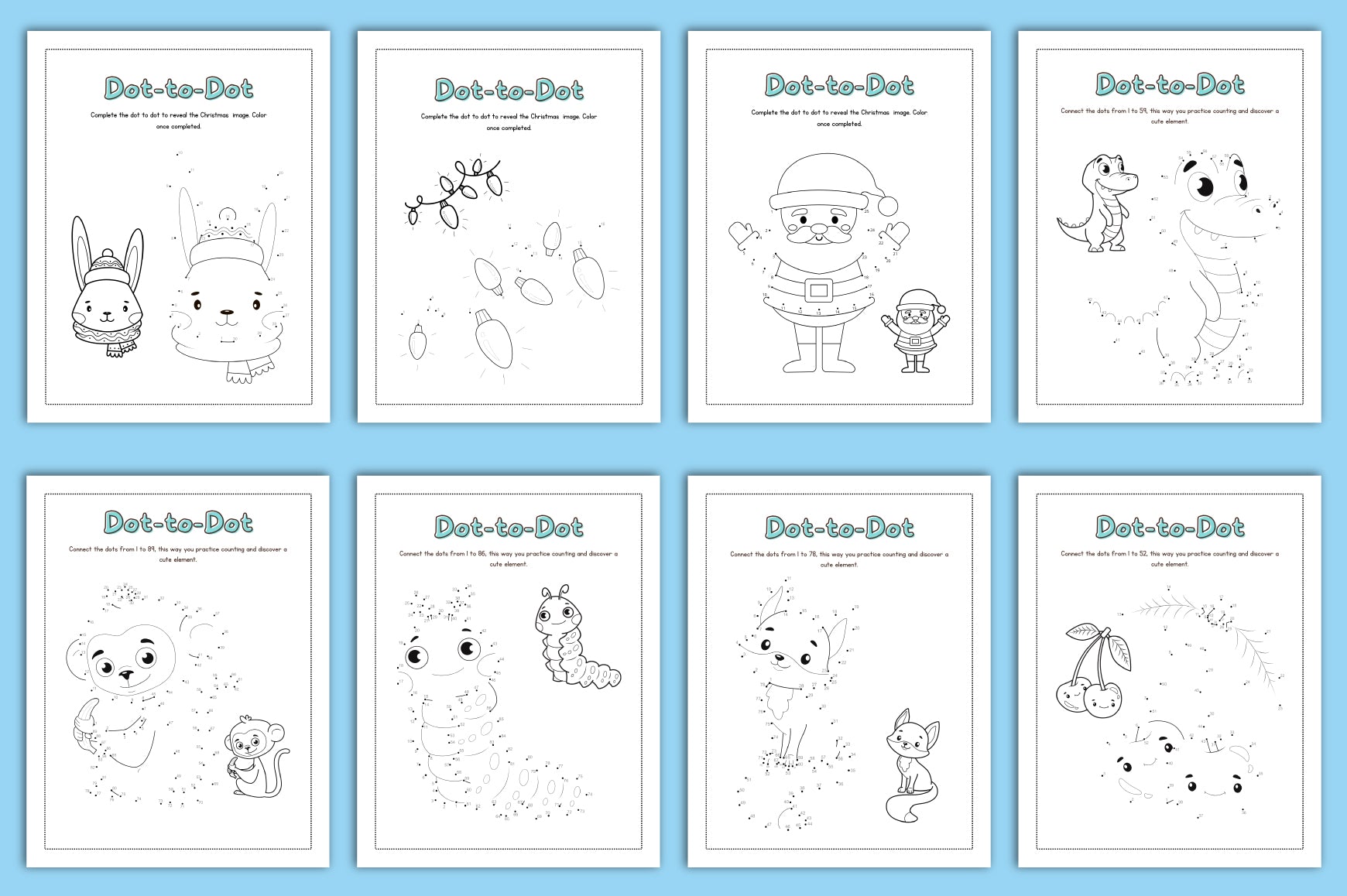 Dot-to-Dot Animal Worksheets for Kids Book