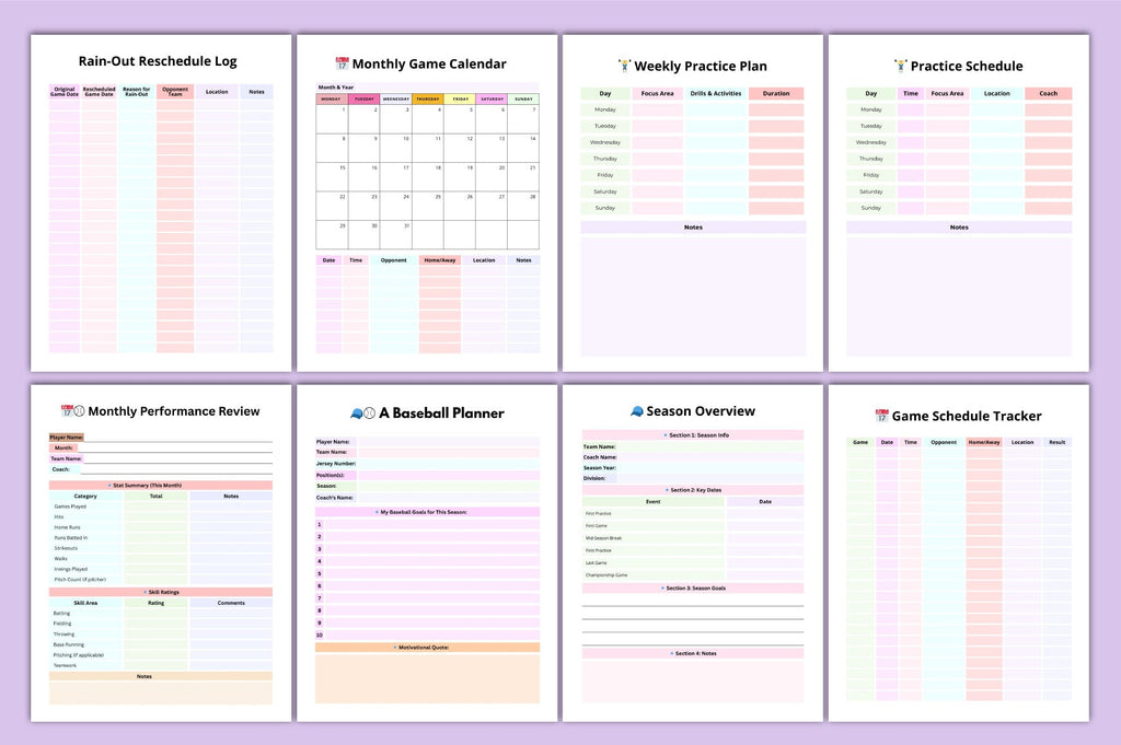 Baseball Planner Template