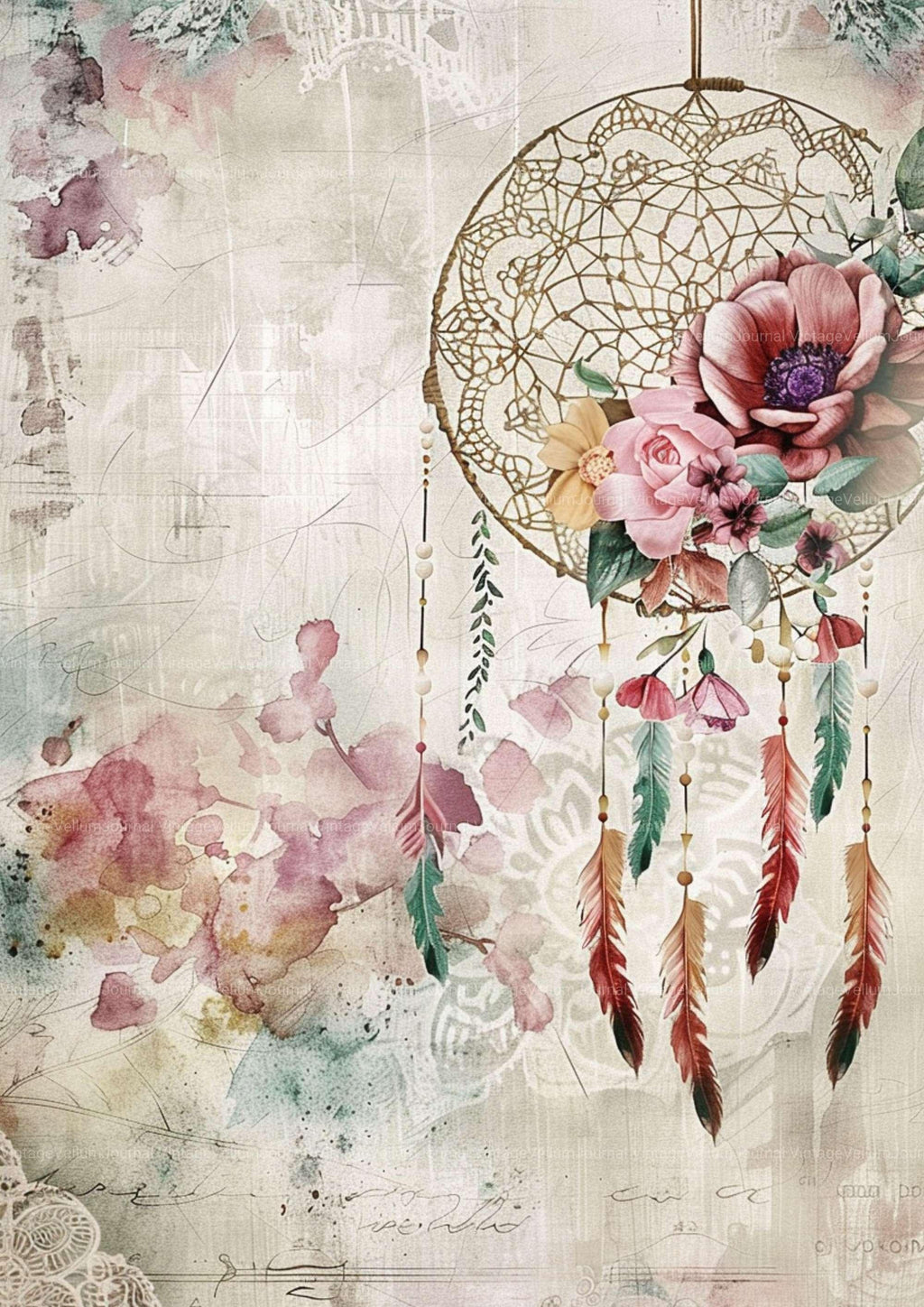 Boho Dreamcatcher Junk Journal Pages