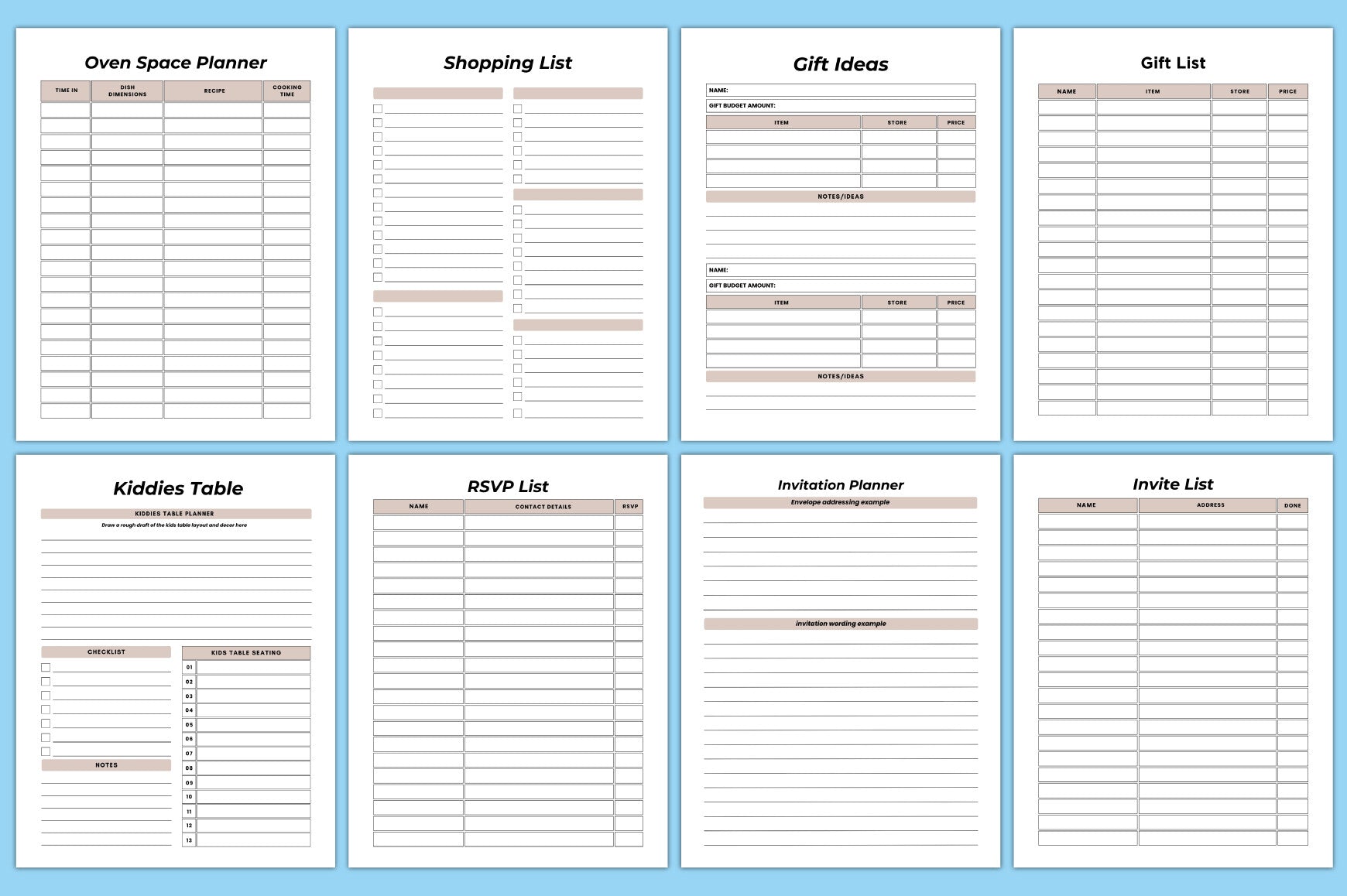 Editable Event Planner