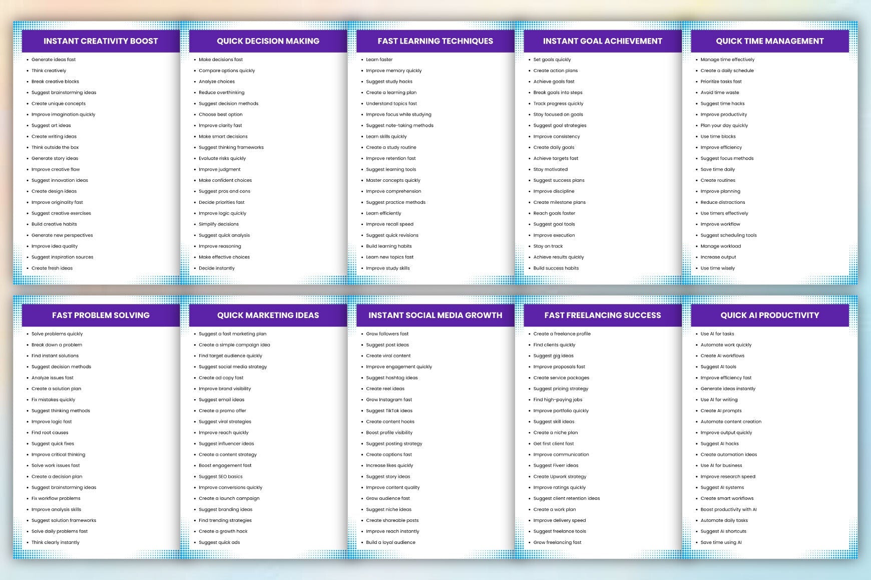 For Fast Results Prompts