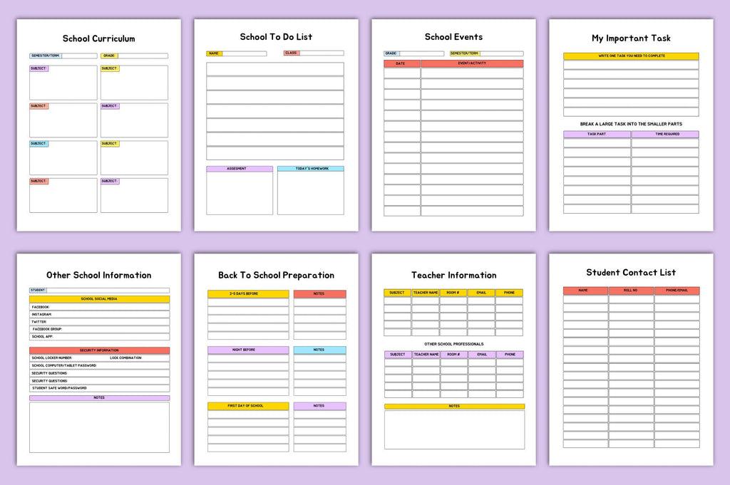 Back to School Planner