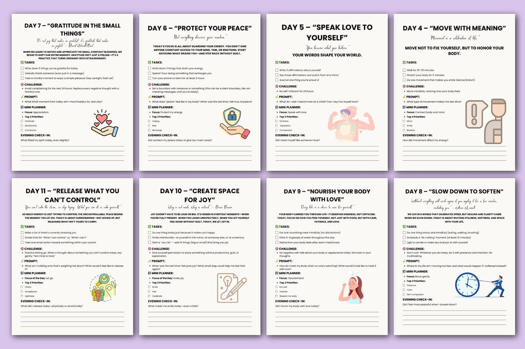 Day Self Care Challenge Planner