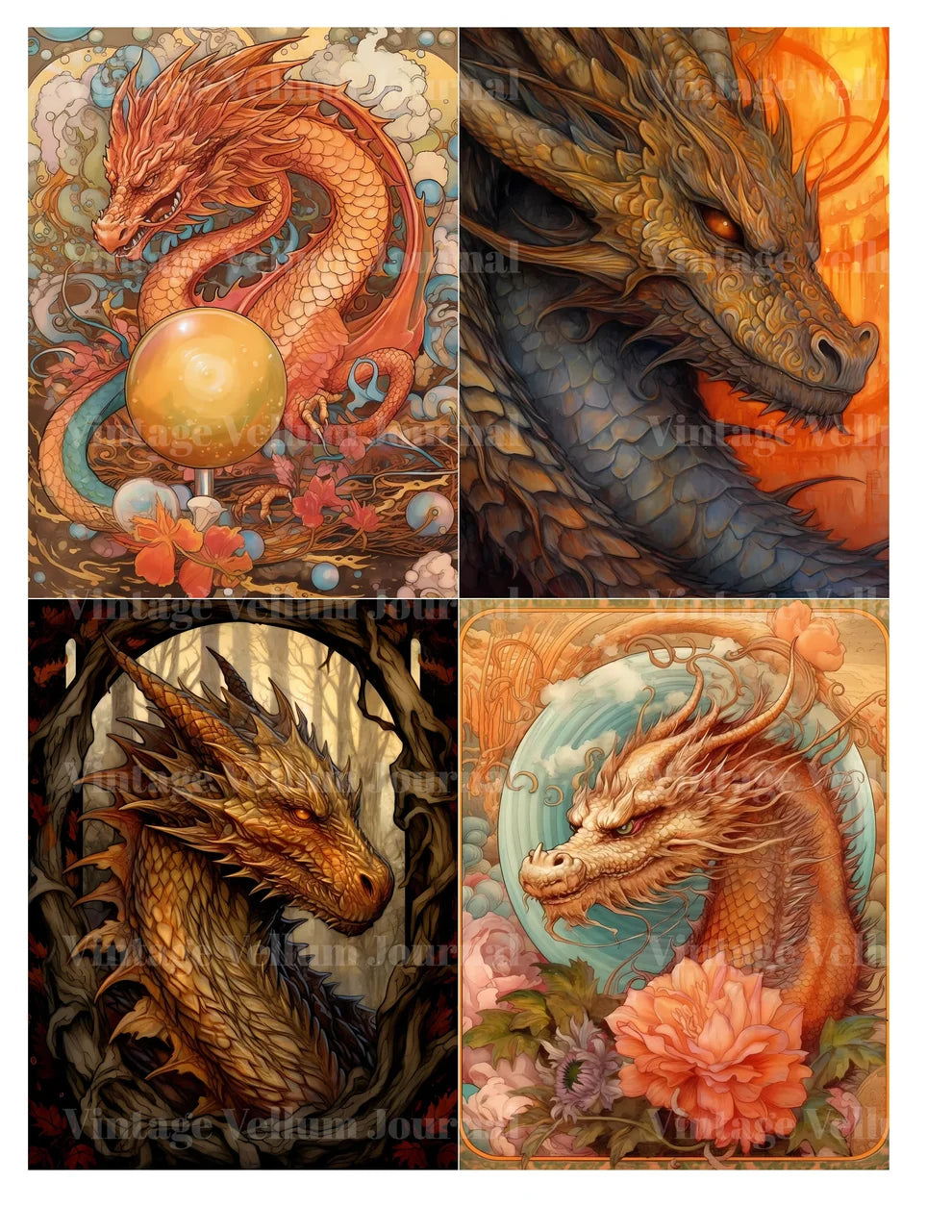 Fire Dragon Junk Journal Pages