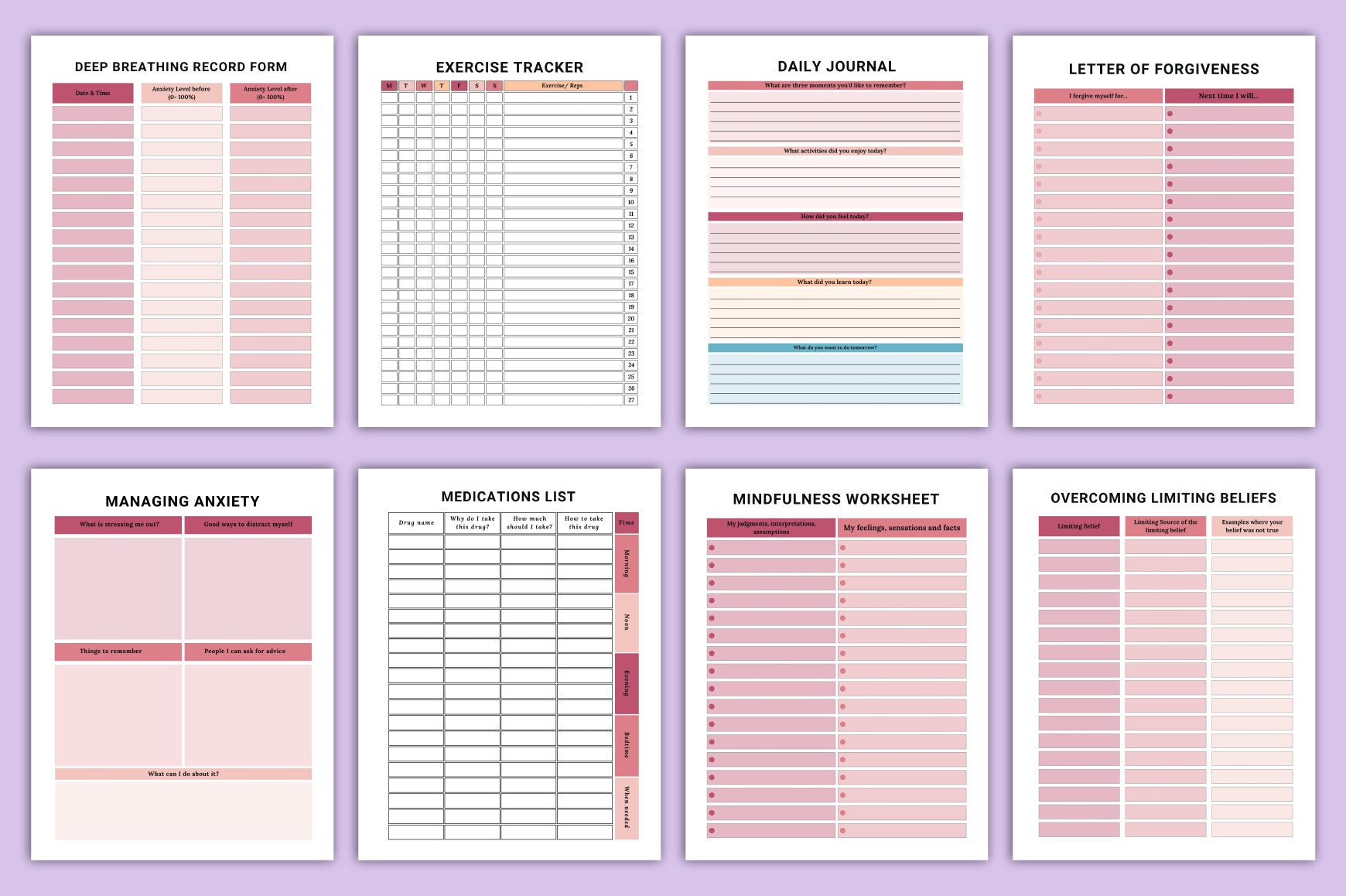 ADHD Brain Dump Planner executive function planning worksheets