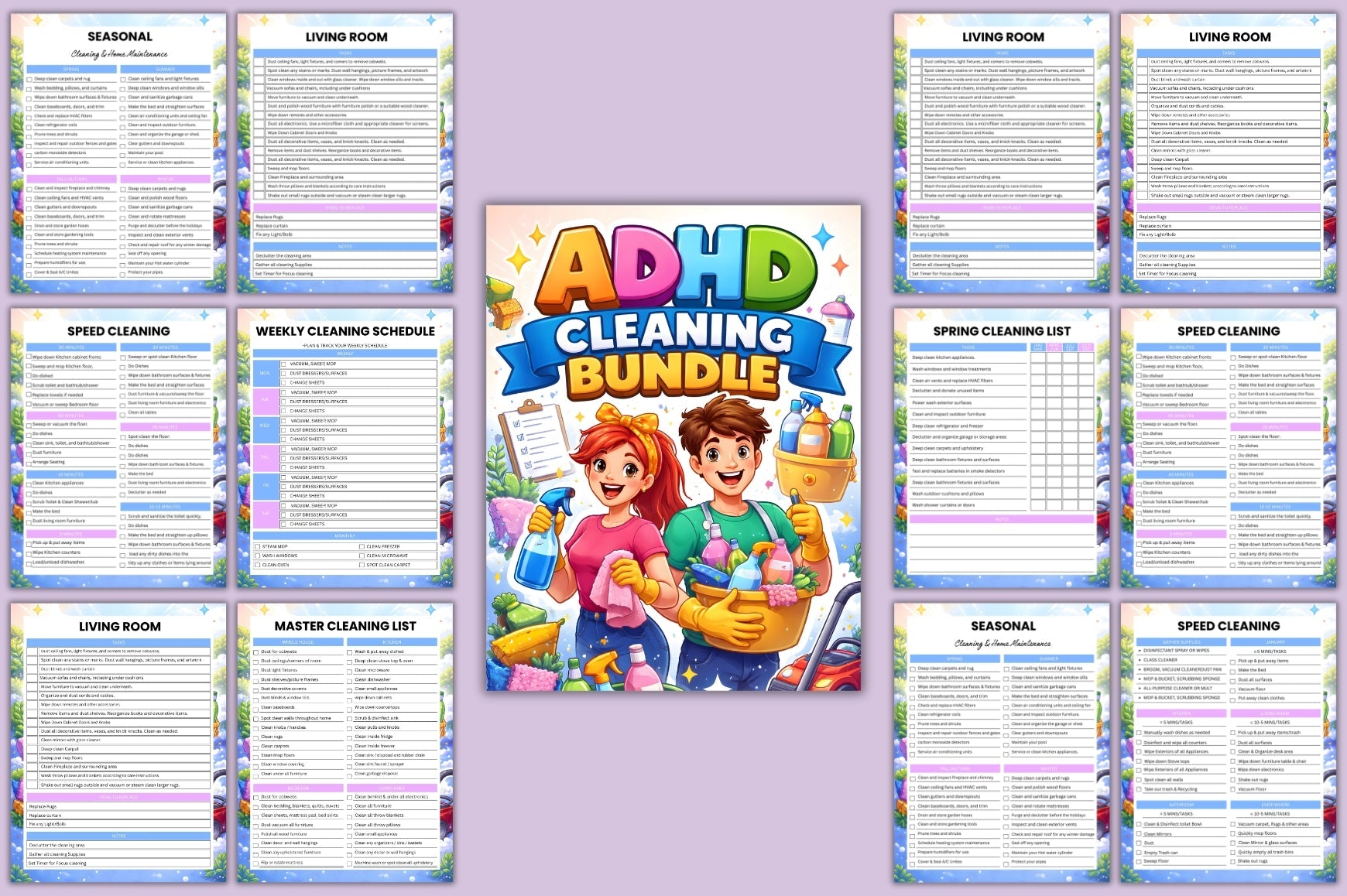 ADHD Planner Bundle including printable planning and productivity pages