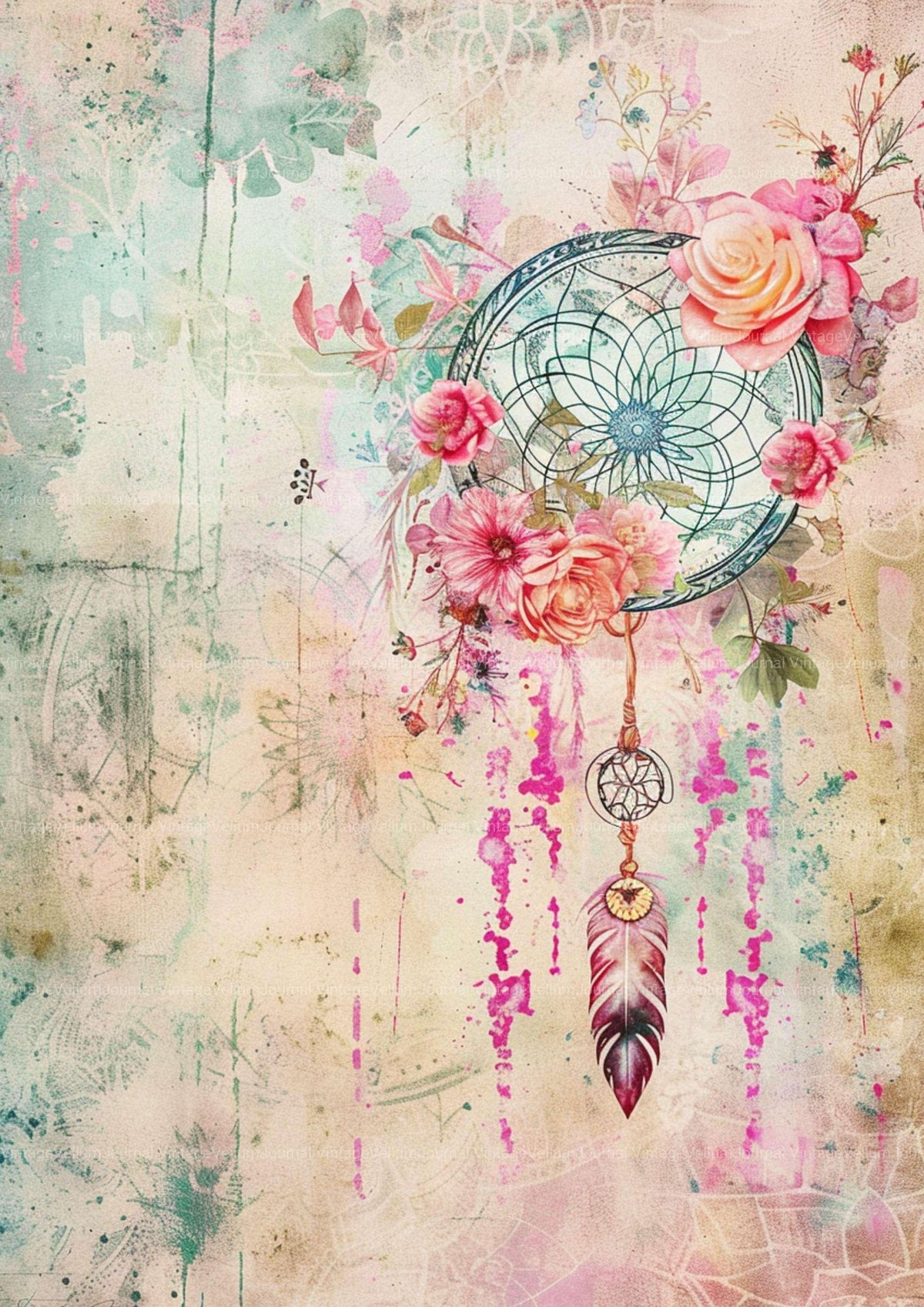 Boho Dreamcatcher Junk Journal Pages