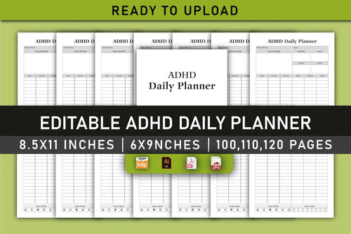 ADHD Daily Planner Bundle cover with printable planner pages