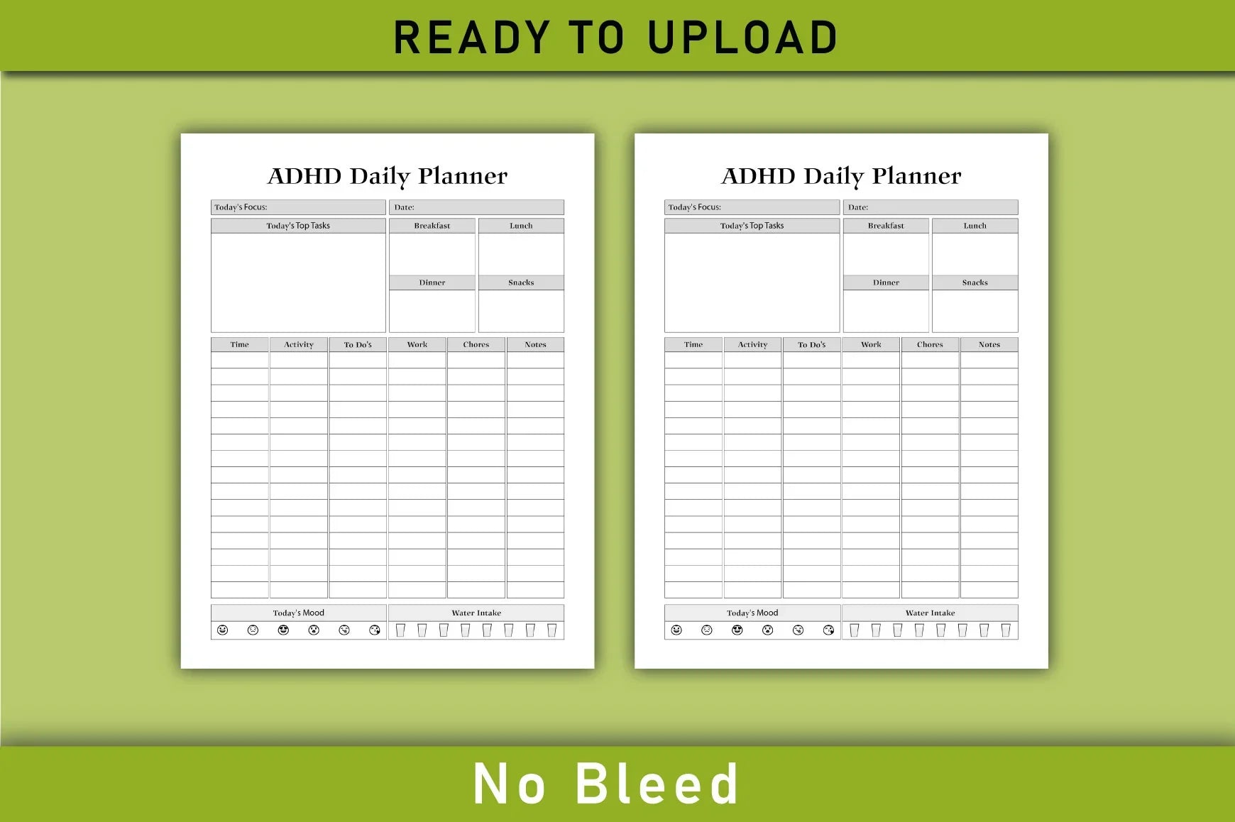 ADHD Daily Planner Bundle printable productivity planner pages