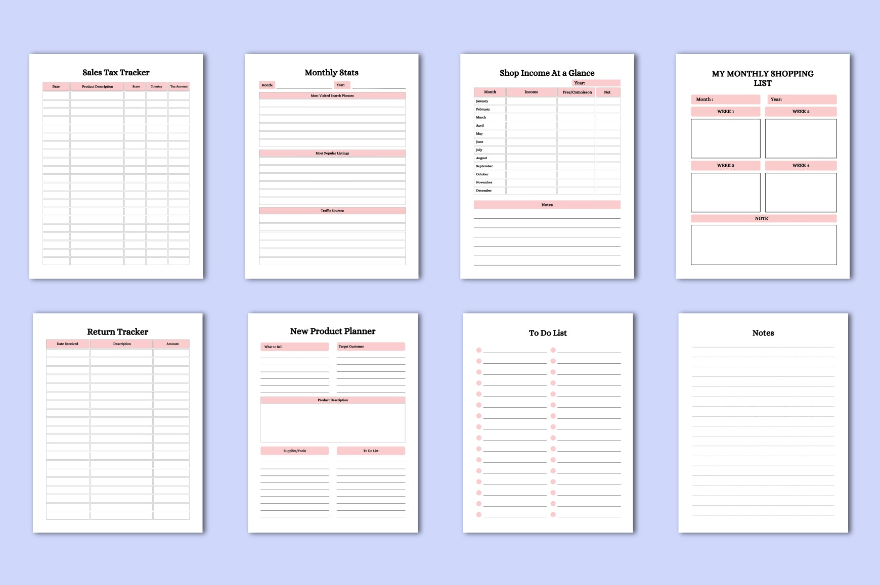 Online Shop Planner