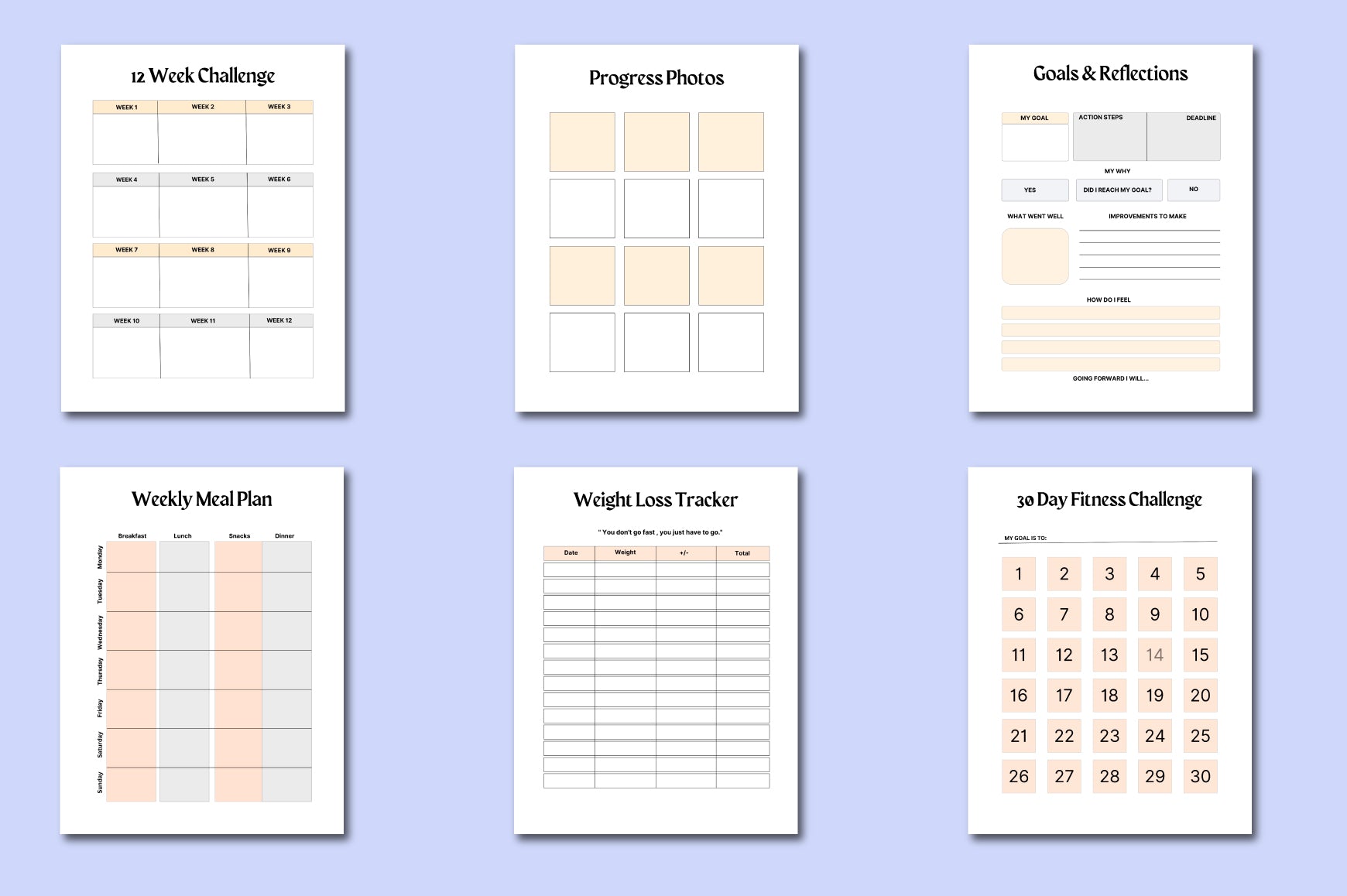 Fitness Weight Loss Planner