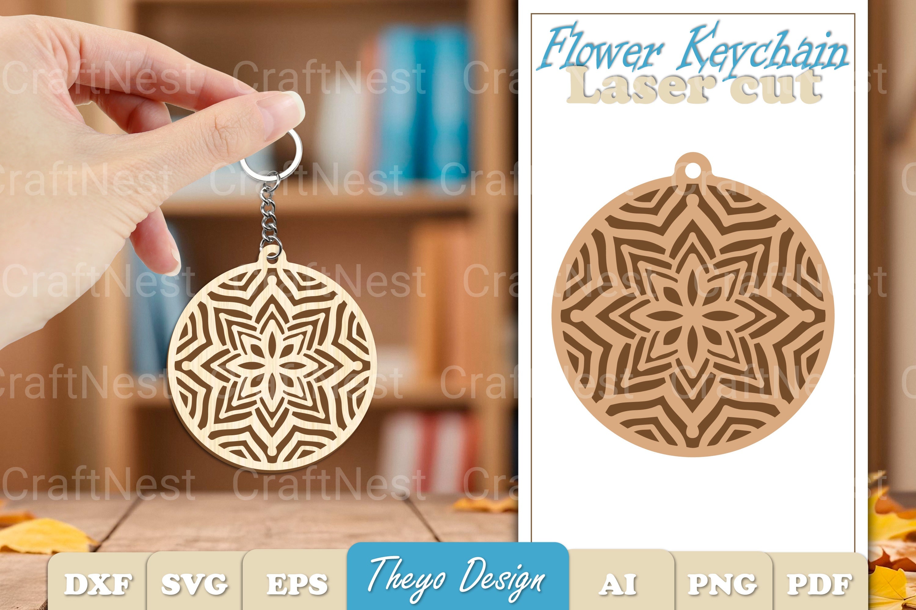 Flower Mandala Keychain Clipart Bundle