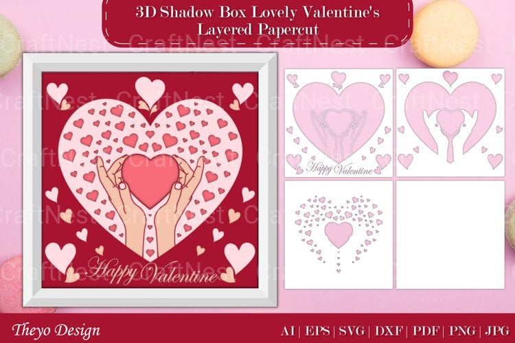 Shadow Box Happy Valentine Layered Papercut SVG