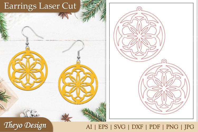 Earrings Lasercut Mandala SVG Bundle