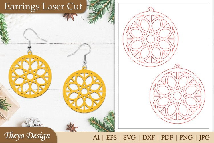 Earrings Lasercut Mandala SVG Bundle