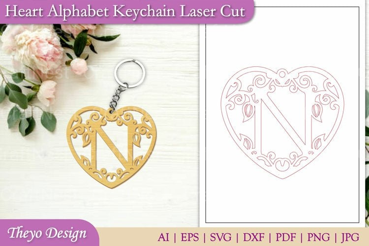 Alphabet Keychain Heart SVG Bundle