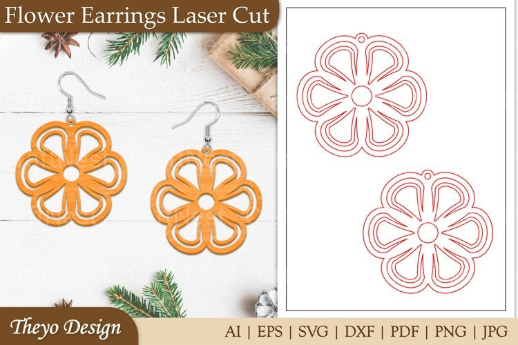 Lasercut Flower Earrings SVG Bundle