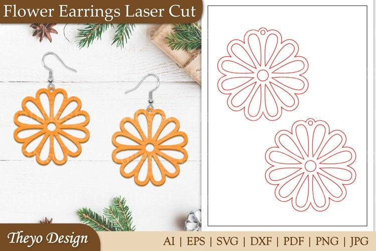 Lasercut Flower Earrings SVG Bundle