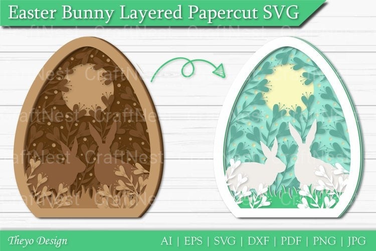 Easter Bunny Layered Papercut SVG Bundle