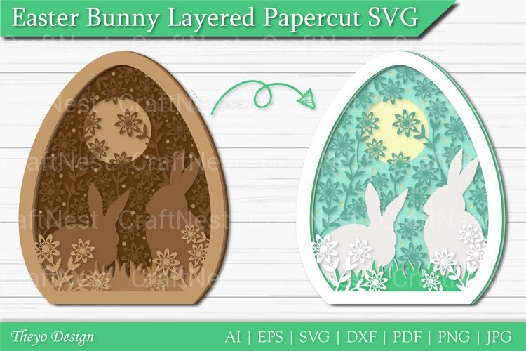 Easter Bunny Layered Papercut SVG Bundle
