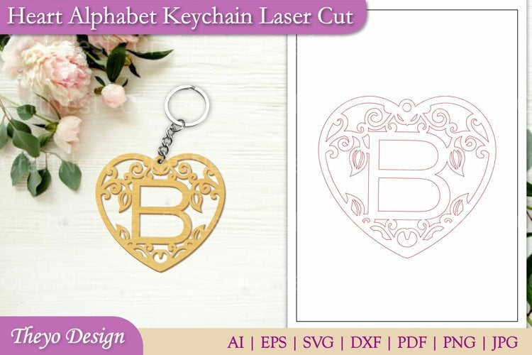 Heart Alphabet Keychain SVG Bundle
